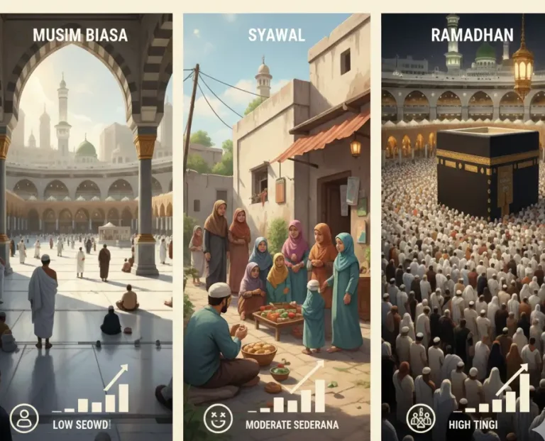 Bagaimana nak bandingkan musim dalam pakej umrah 2026 Musim Biasa, Syawal, dan Ramadhan